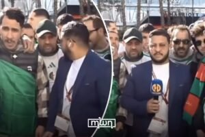 مشجعون رياضيون مغاربة يتجمعون في فعالية بالمغرب مع تغطية إعلامية.