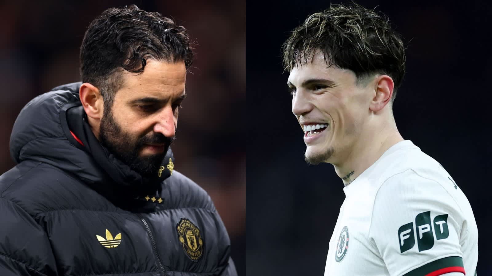 Garnacho sourit en réagissant au licenciement d'Amorim, contrastant avec l'expression sévère de l'entraîneur de Manchester United.