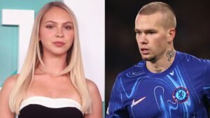 Mykhailo Moedryk in het Chelsea-tenue en Jordyn Jones op een evenement, beiden tonen hun onderscheidende stijl te midden van speculaties in de aanloop naar 2026.