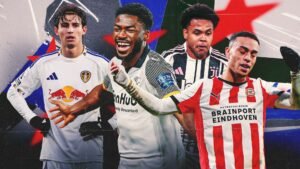 Leeds United- en Juventus-spelers vieren een omstreden moment in het voetbal, waarbij belangrijke talenten worden getoond: Weston McKennie, Tyler Adams en anderen.